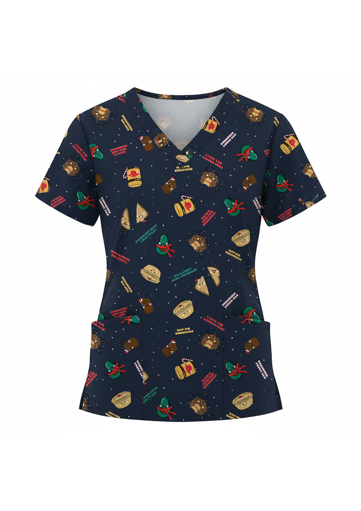 Womens Christmas Scrub Top - Image 14