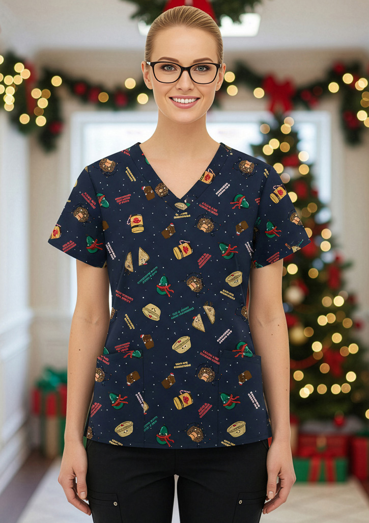 Womens Christmas Scrub Top