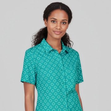 Womens Florence Daisy Print Short Sleeve Shirt