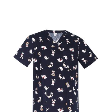 Mens Printed Best Friends Scrub Top