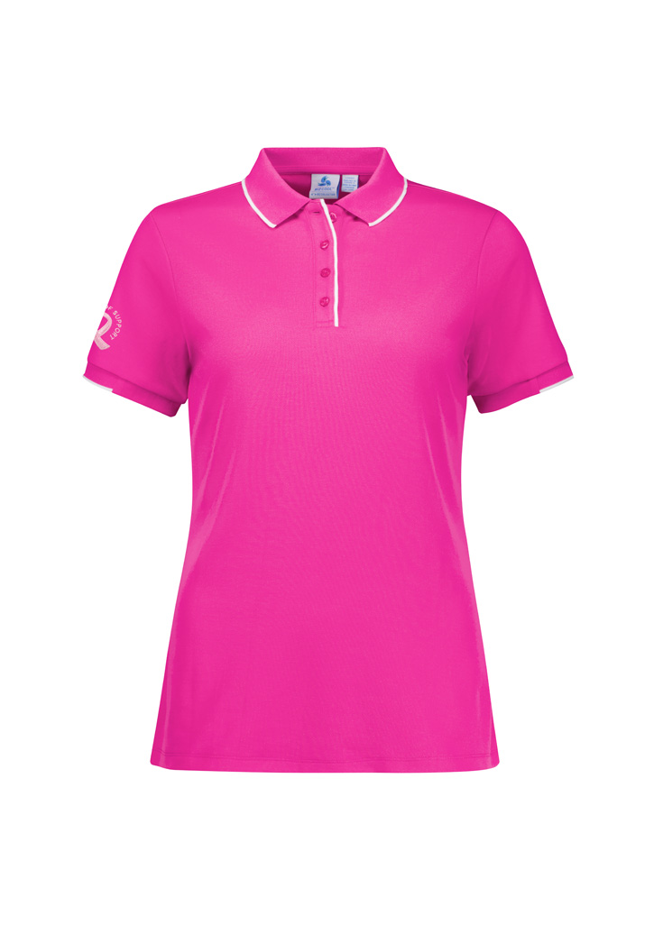 Womens Pink Short Sleeve Polo - Image 8