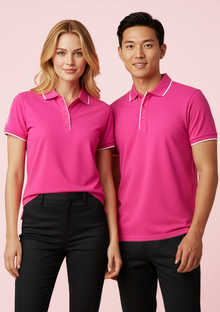 Womens Pink Short Sleeve Polo - Image 7