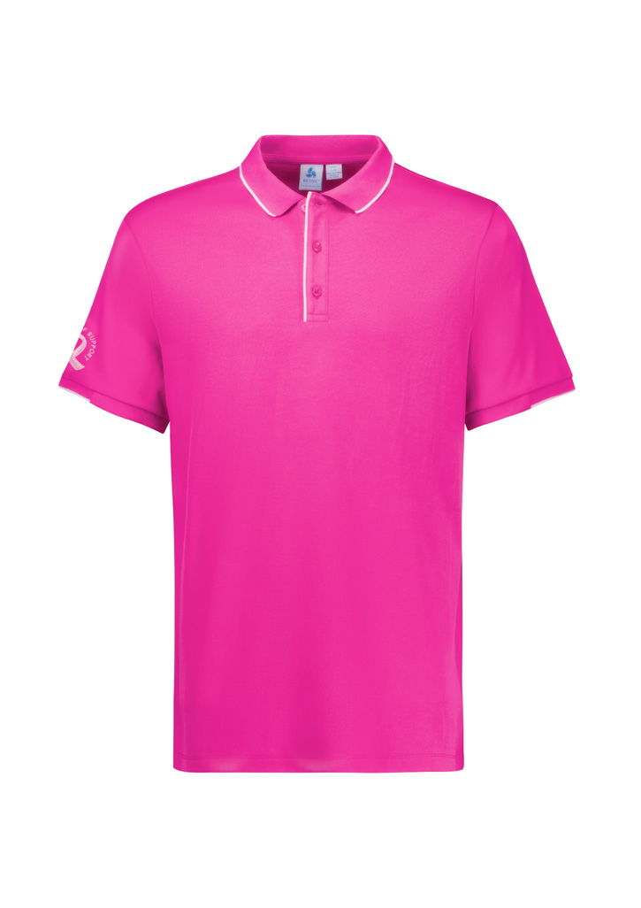 Mens Pink Short Sleeve Polo - Image 8