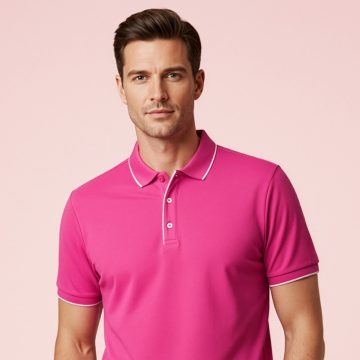 Mens Pink Short Sleeve Polo