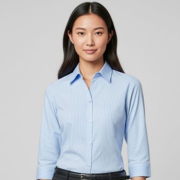 Womens Micro Check 3/4 Sleeve Shirt