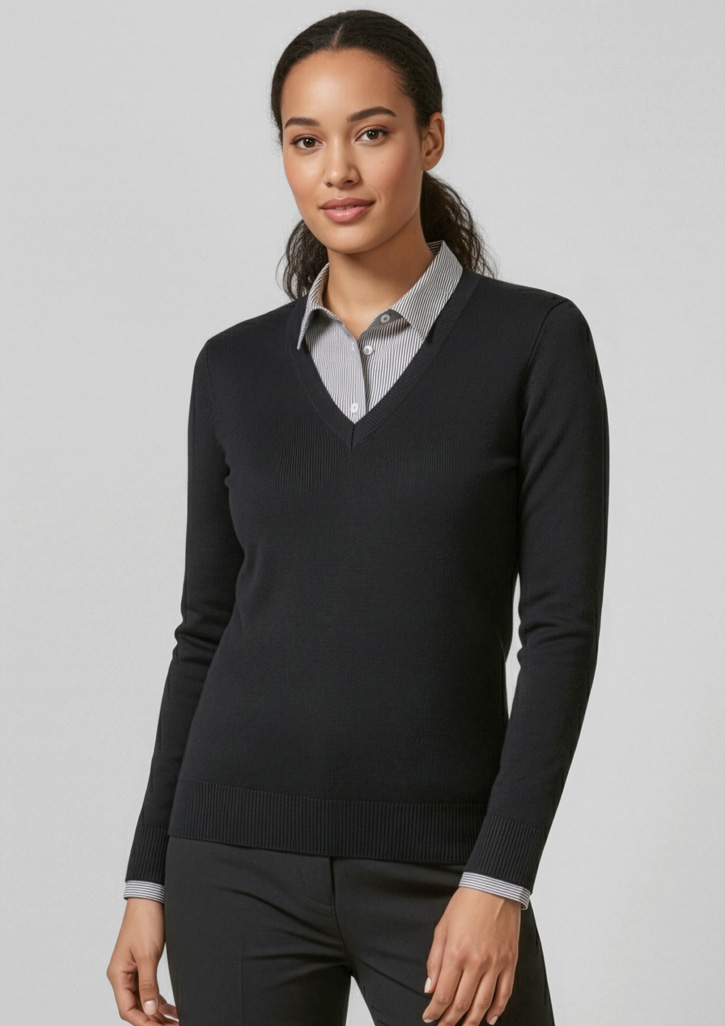 Womens V-Neck Knit Pullover - Image 13
