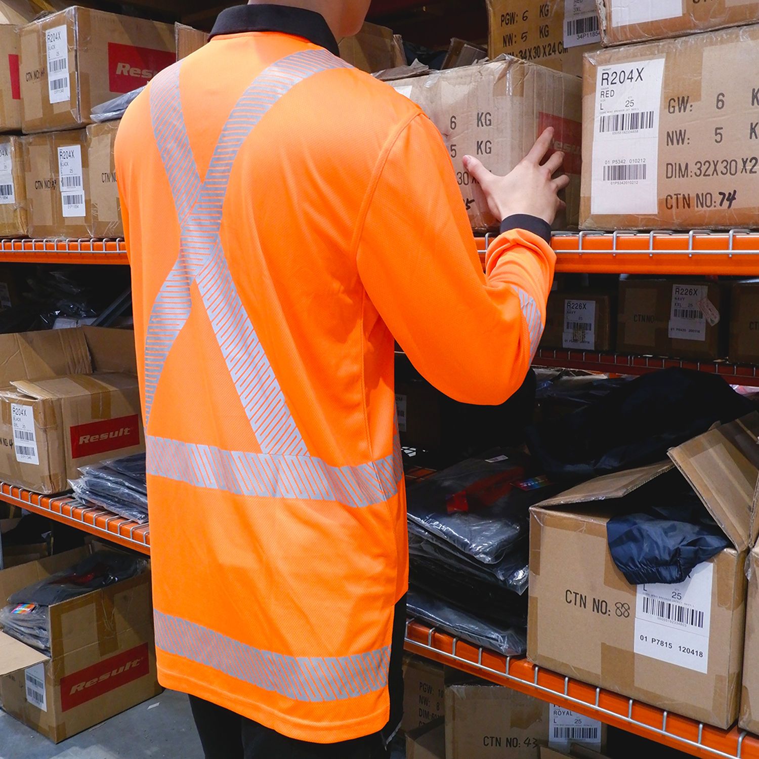 R483X Work-Guard Recycled Hi Vis TTMC Long Sleeve Polo - Image 2