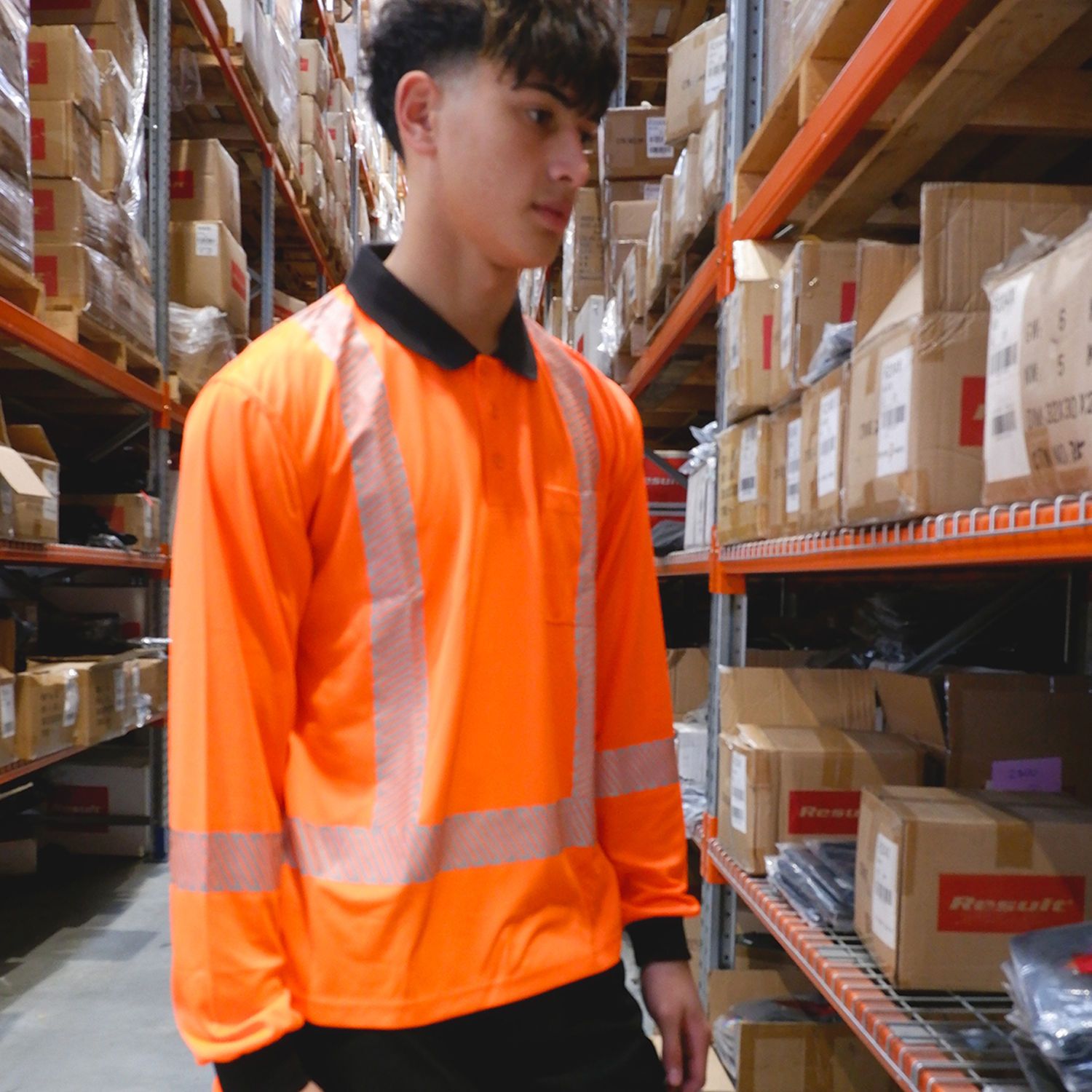 R483X Work-Guard Recycled Hi Vis TTMC Long Sleeve Polo - Image 5