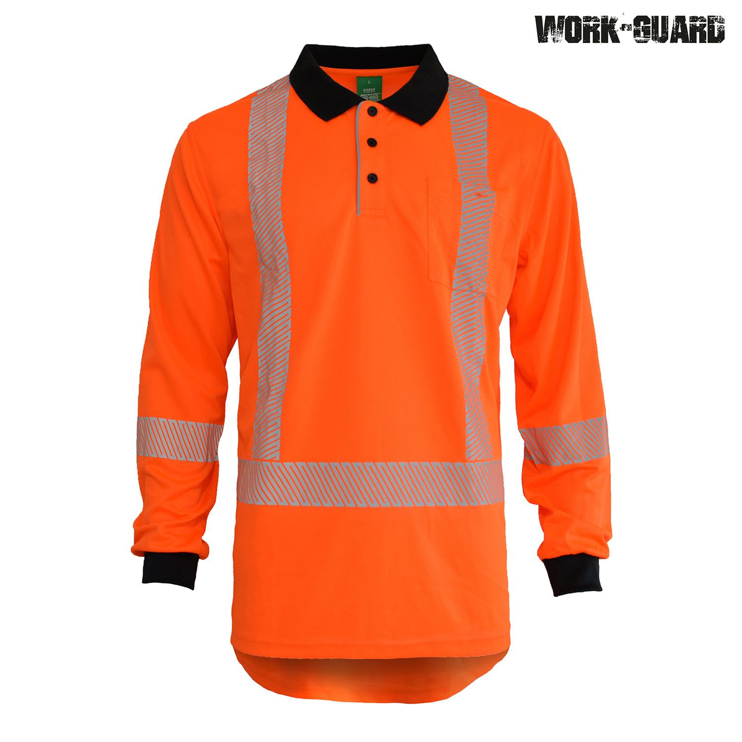 R483X Work-Guard Recycled Hi Vis TTMC Long Sleeve Polo - Image 6