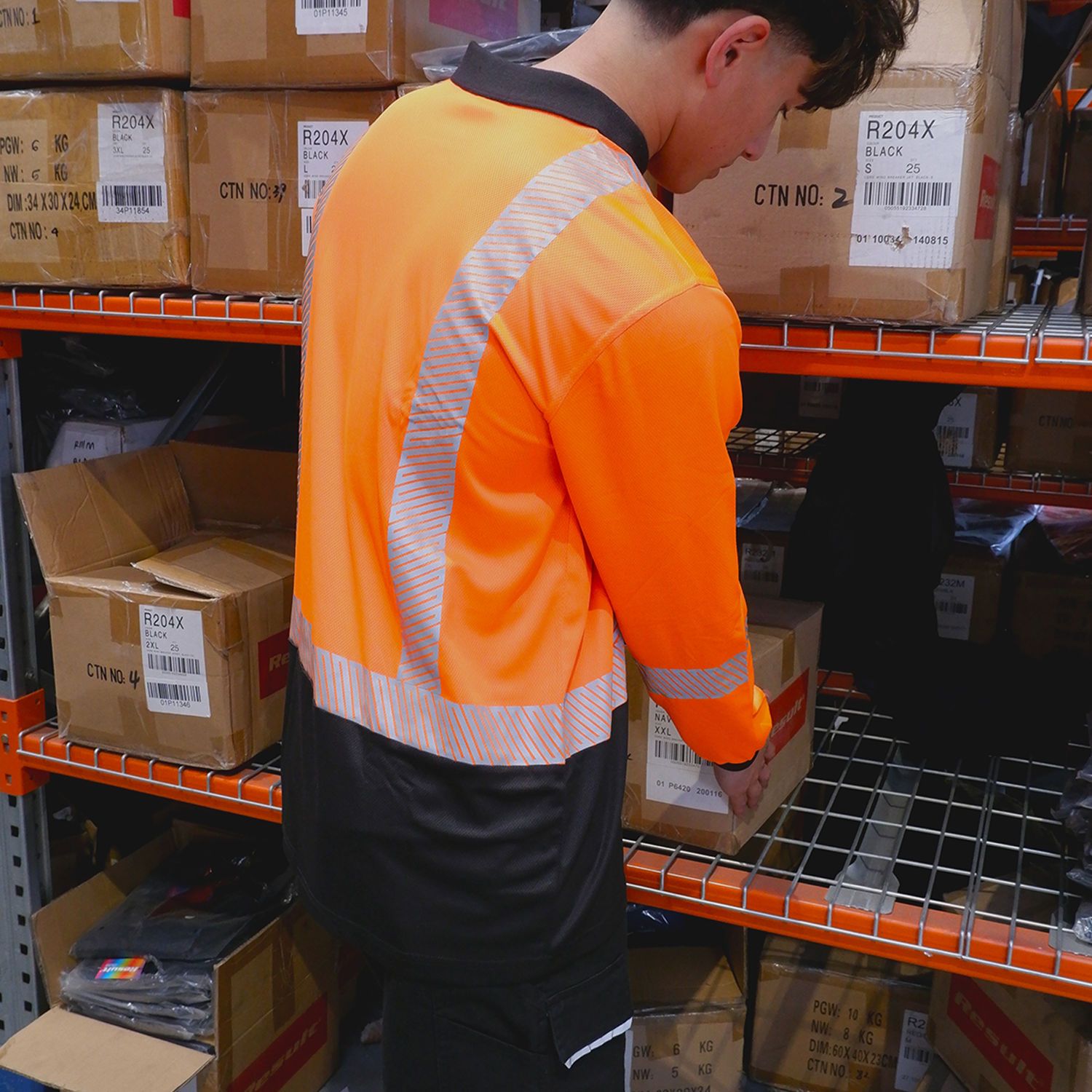 R486X Work-Guard Recycled Hi Vis Long Sleeve Day/Night Polo - Image 3