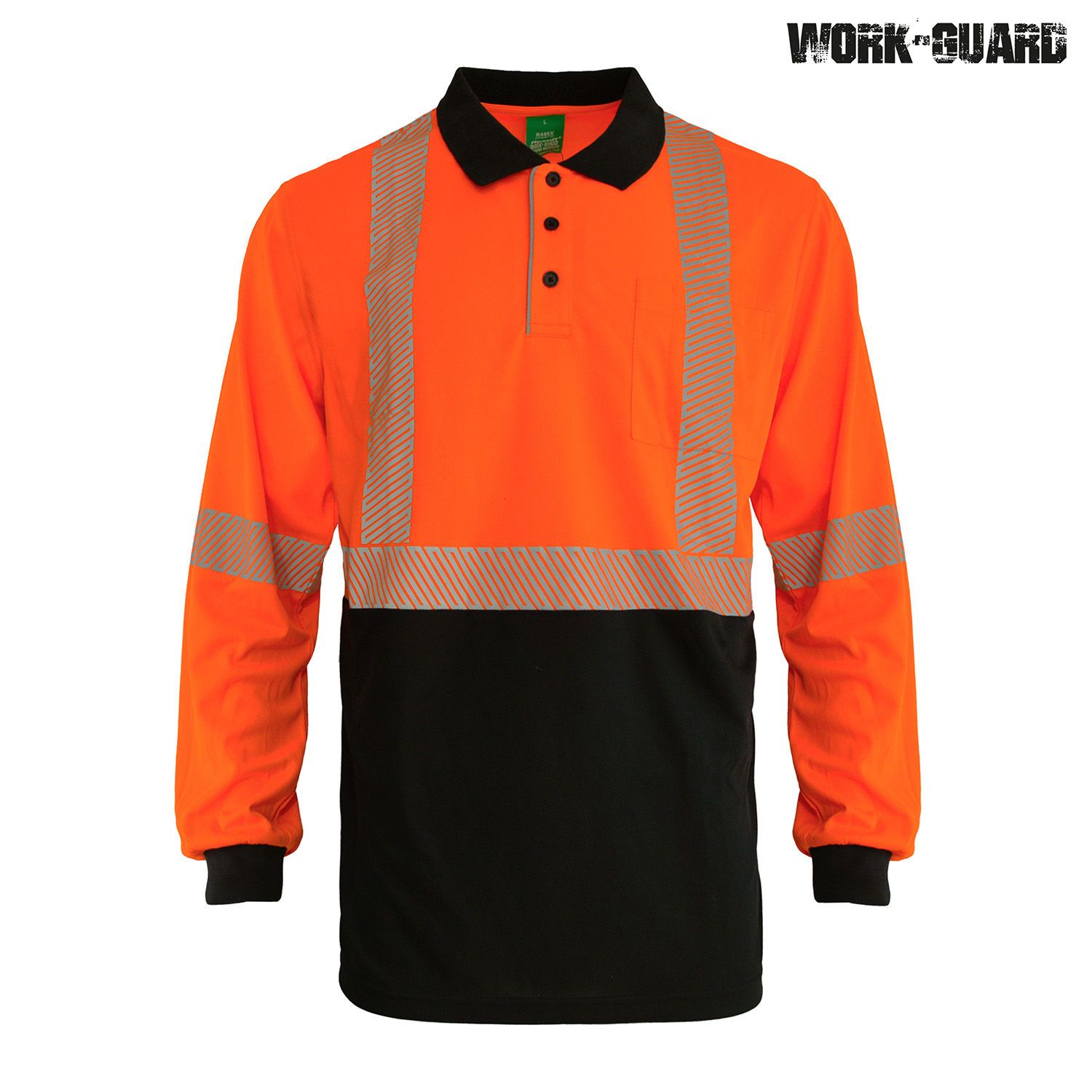 R486X Work-Guard Recycled Hi Vis Long Sleeve Day/Night Polo - Image 12