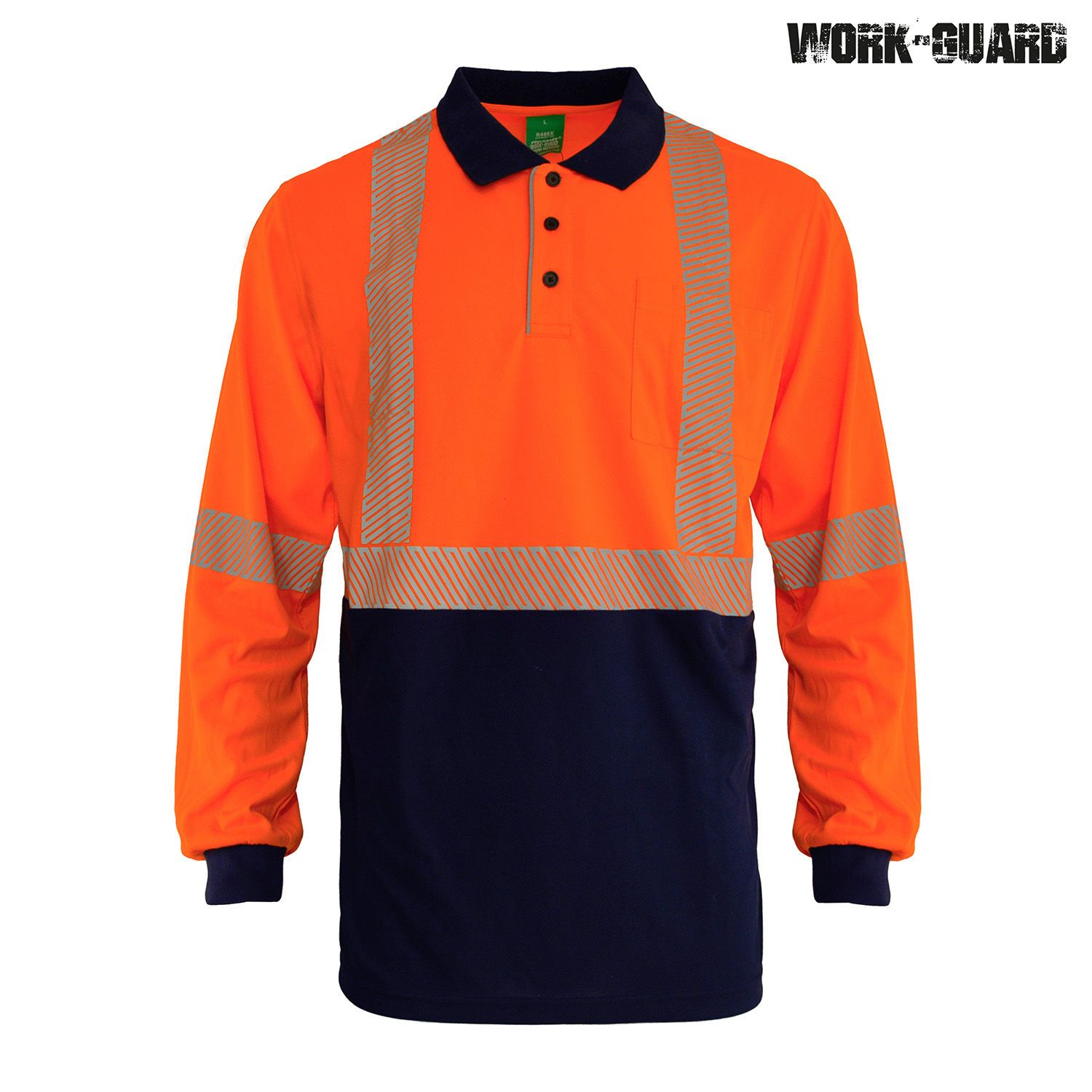 R486X Work-Guard Recycled Hi Vis Long Sleeve Day/Night Polo - Image 14