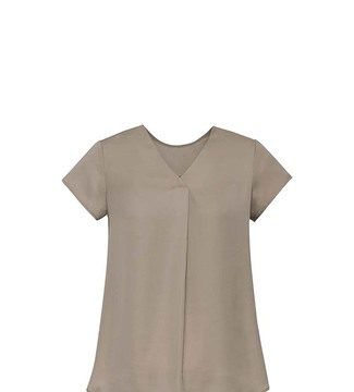 Womens Kayla V-Neck Pleat Blouse