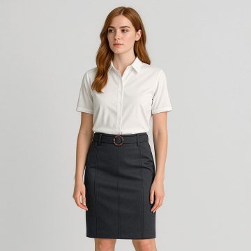 Womens Mid Waist Stretch Chino Skirt