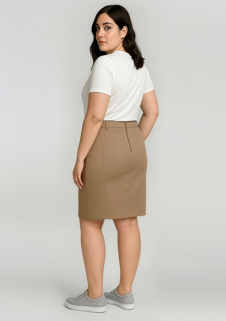 Womens Mid Waist Stretch Chino Skirt - Image 26