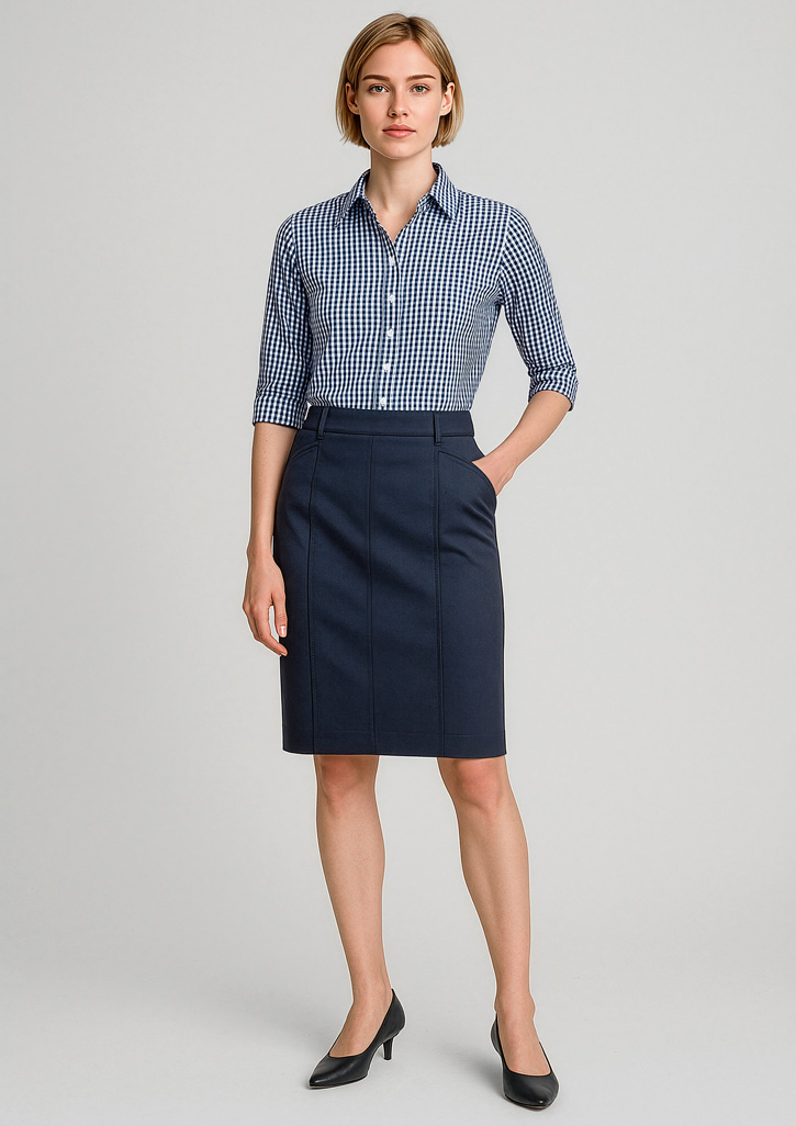 Womens Mid Waist Stretch Chino Skirt - Image 31