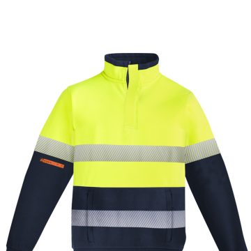 Mens Orange Flame Hi Vis 1/4 Zip Pullover - Hoop Taped
