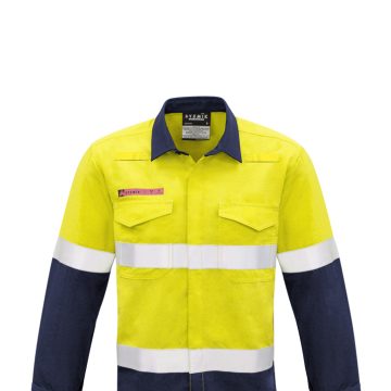 Mens Red Flame Hi Vis Shirt - Hoop Taped