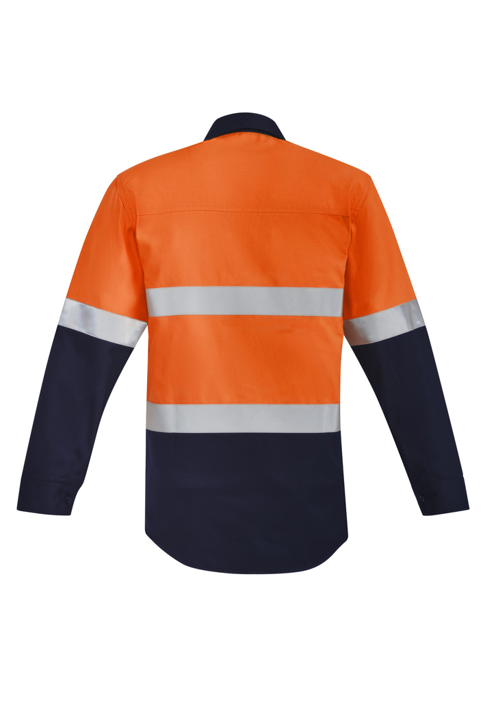 Mens Orange Flame Hi Vis Open Front Spliced Shirt - Hoop Taped - Image 8