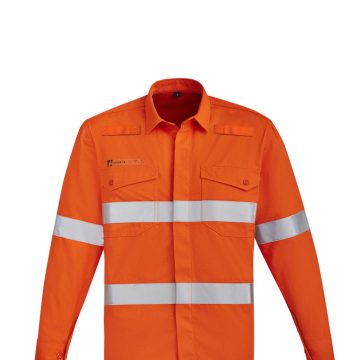 Mens Orange Flame Hi Vis Open Front Shirt - Hoop Taped