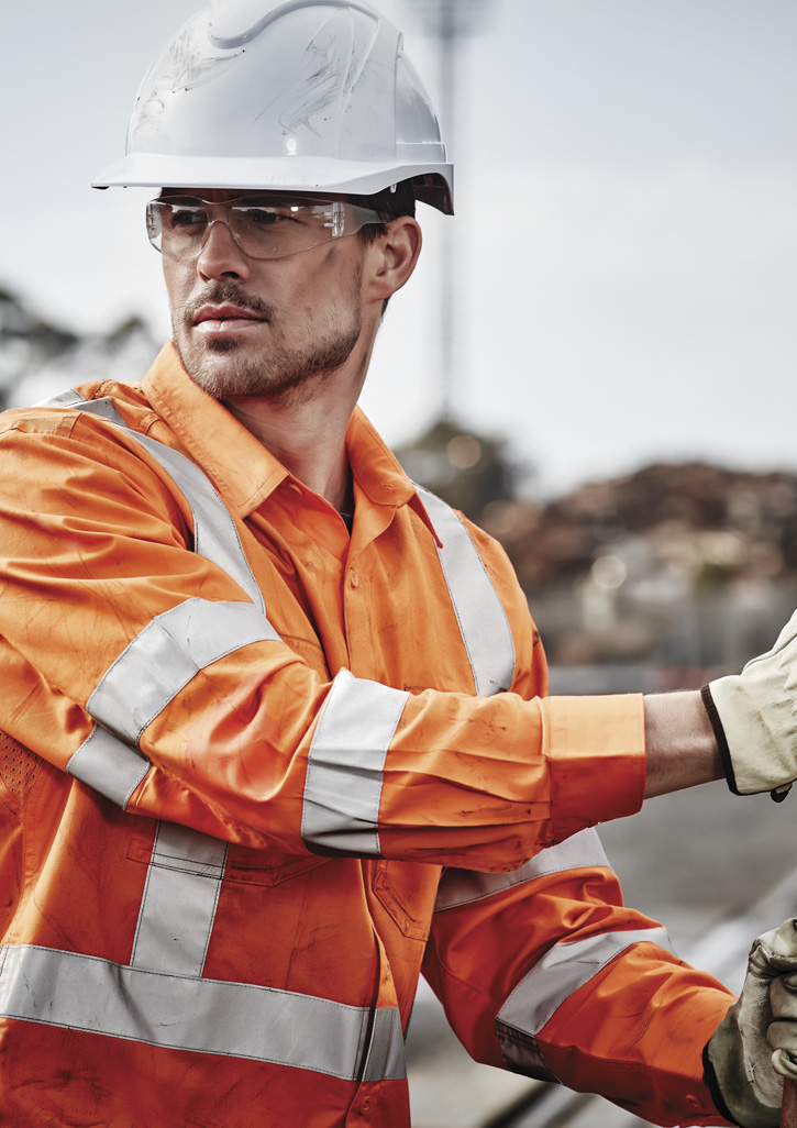 Mens Hi Vis X Back Taped Long Sleeve Shirt - Image 8
