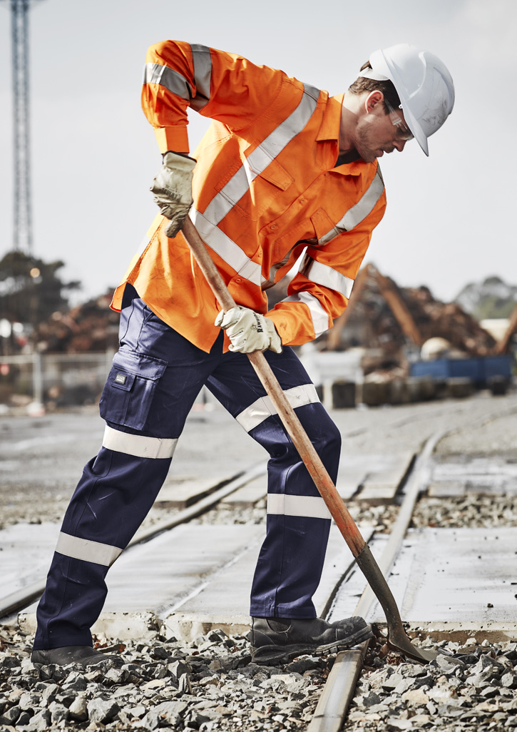 Mens Hi Vis X Back Taped Long Sleeve Shirt - Image 9