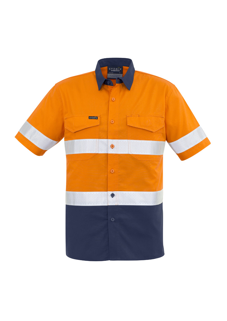 Mens Rugged Cooling Hi Vis Taped Short Sleeve Shirt - Image 12