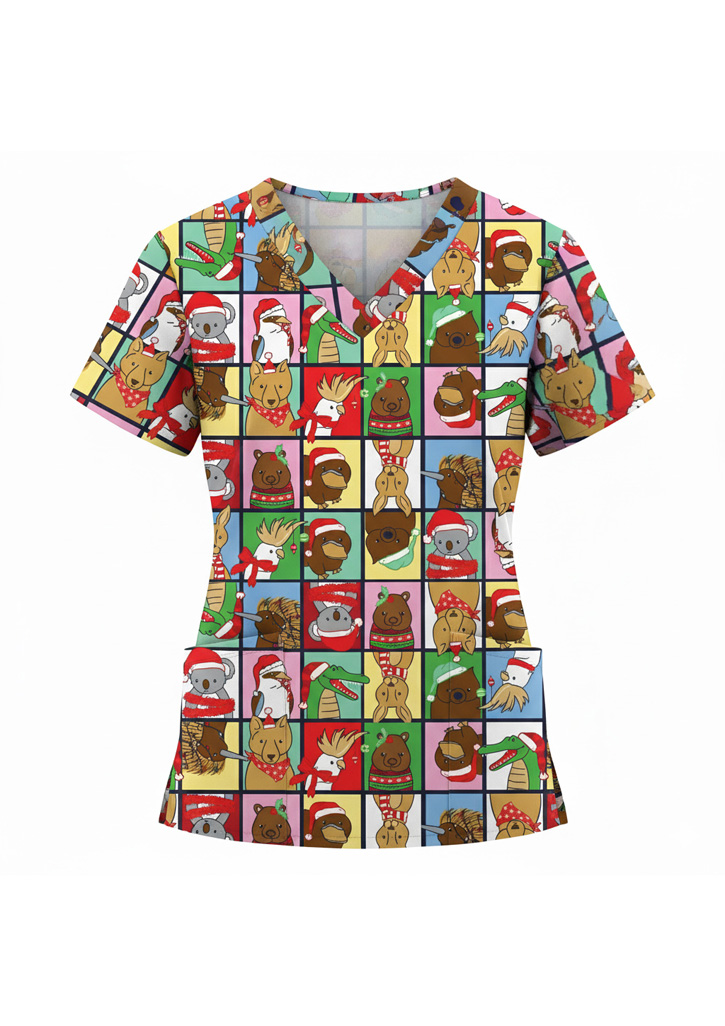 Womens Christmas Scrub Top - Image 11