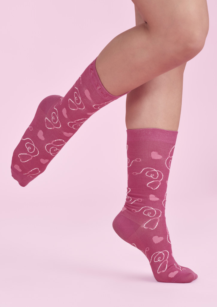 Unisex Pink Happy Feet Comfort Socks