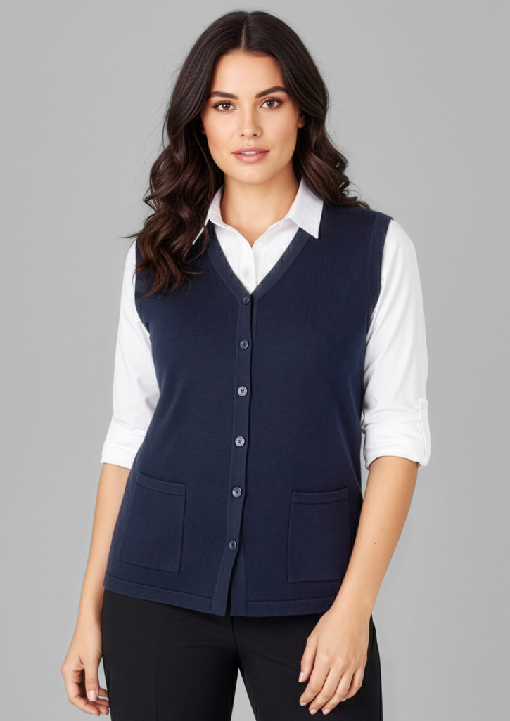 Womens Button Front Knit Vest - Image 4