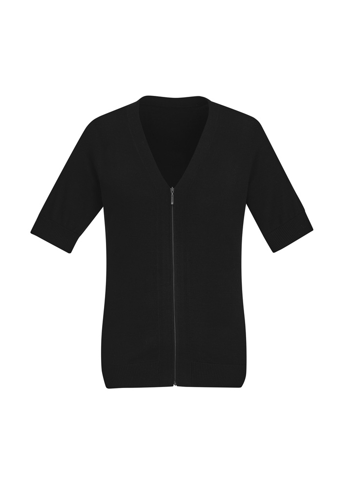 Womens Zip Front Short Sleeve Knit Cardigan - Image 3