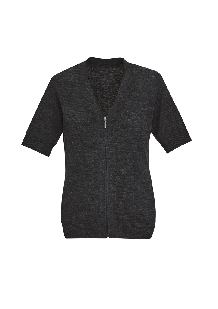 Womens Zip Front Short Sleeve Knit Cardigan - Image 5