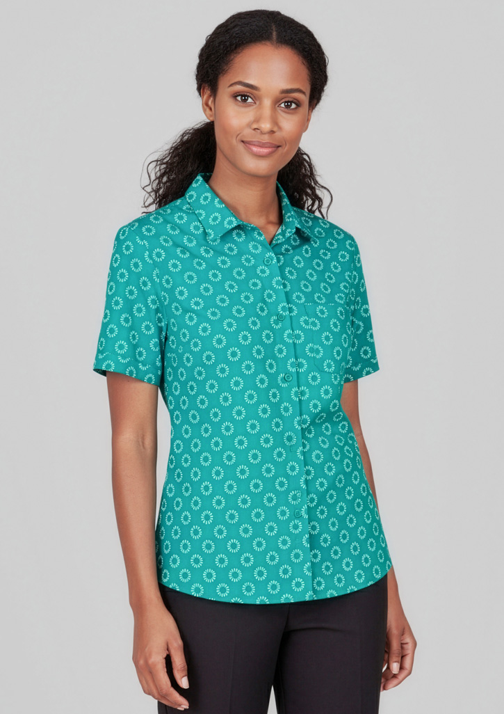 Womens Florence Daisy Print Short Sleeve Shirt - Image 5