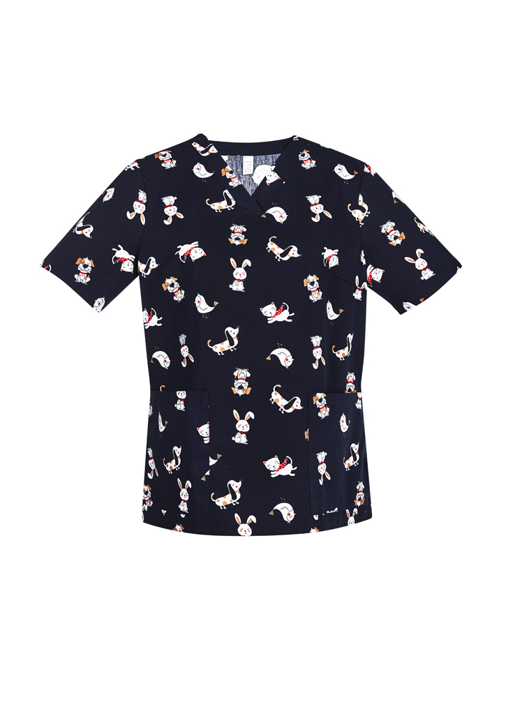 Womens Printed Best Friends Scrub Top - Image 2