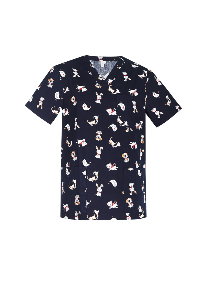Mens Printed Best Friends Scrub Top - Image 2
