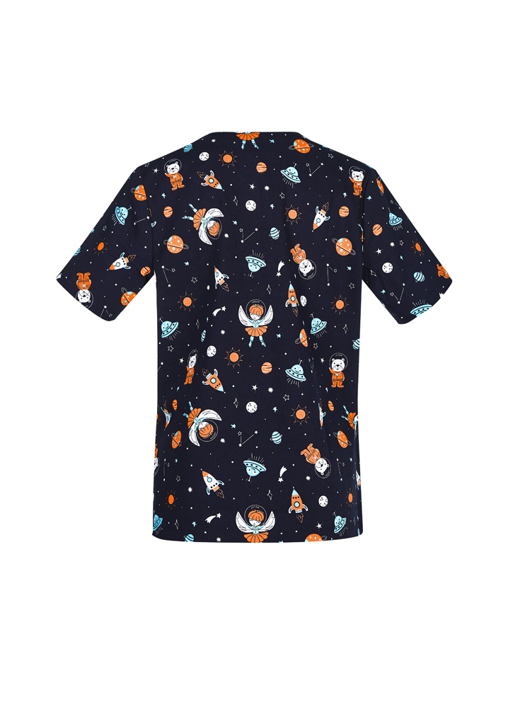 Womens Printed Space Party Scrub Top- Clearance - Image 3