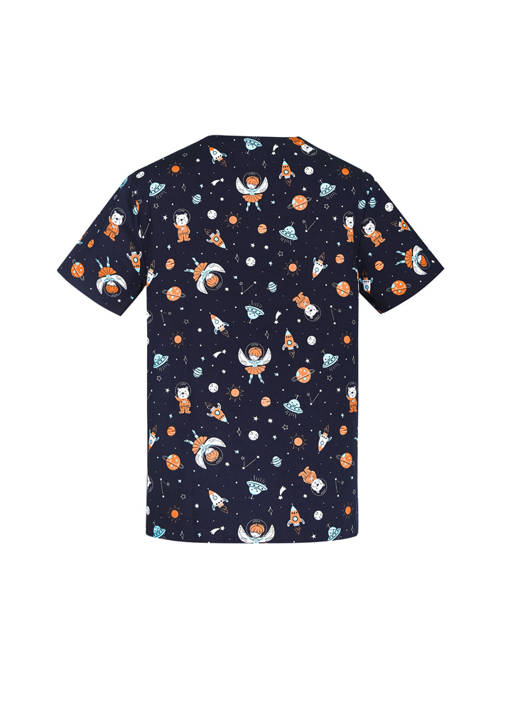 Mens Printed Space Party Scrub Top - Image 3