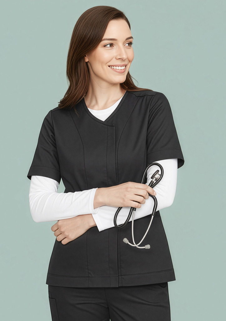Womens Parks Zip Front Crossover Scrub Top - Image 10