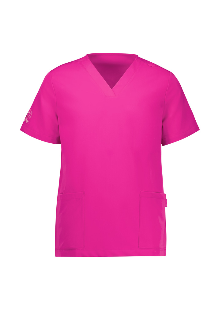Womens Pink V-Neck Scrub Top - Image 5