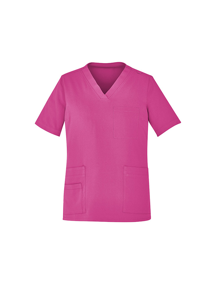 Unisex Pink V-Neck Scrub Top - Image 4