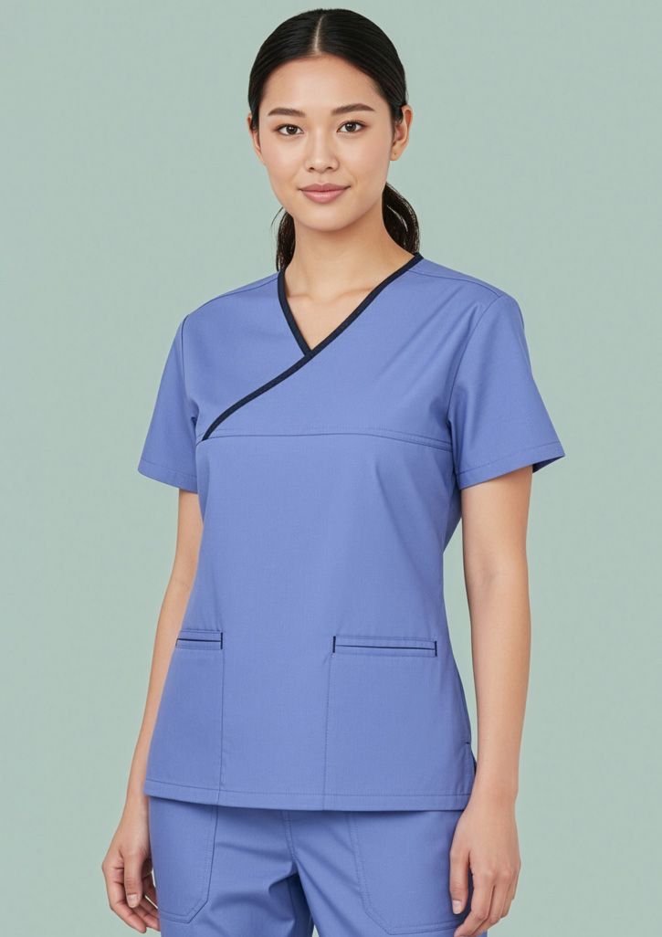 Classic Womens Contrast Crossover Scrub Top - Image 11
