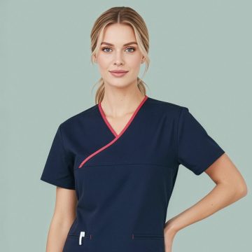 Classic Womens Contrast Crossover Scrub Top