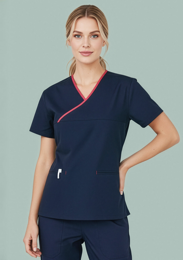 Classic Womens Contrast Crossover Scrub Top