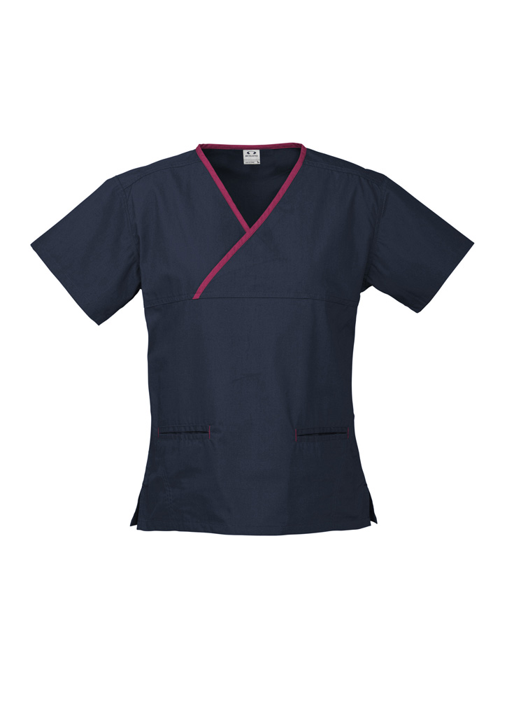 Classic Womens Contrast Crossover Scrub Top - Image 3