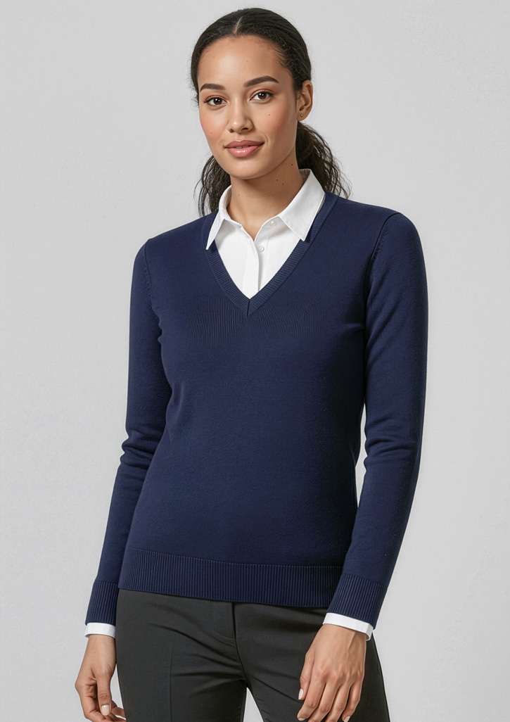 Womens V-Neck Knit Pullover - Image 4