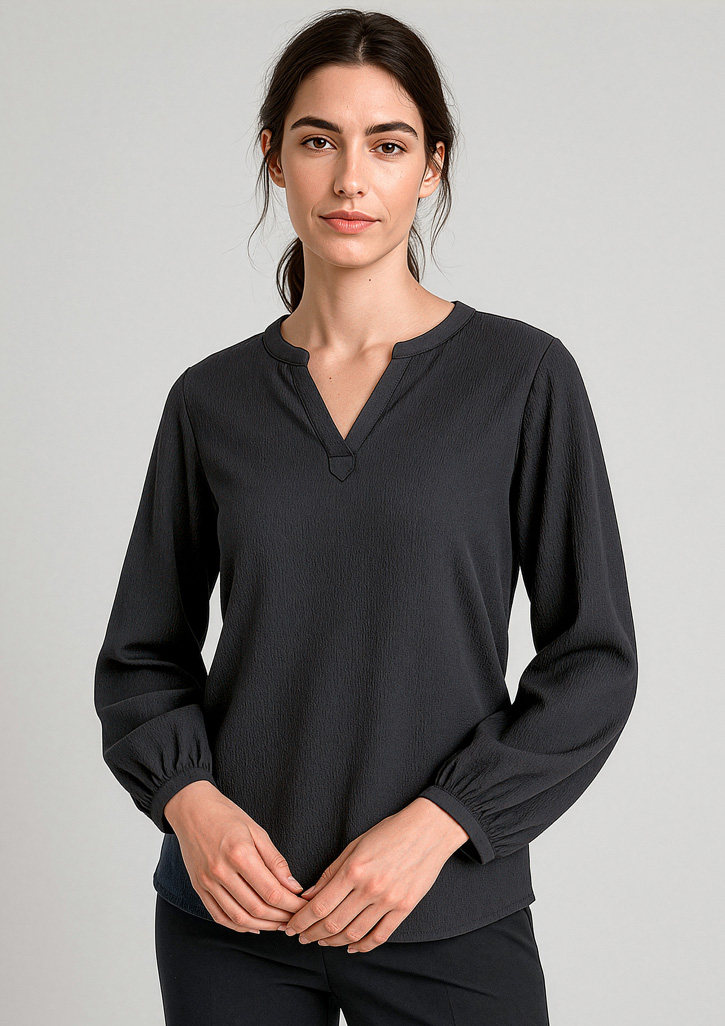 Womens Ruche Long Sleeve Blouse - Image 7