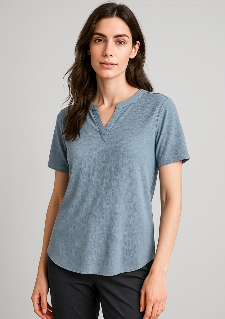 Womens Ruche Short Sleeve Blouse - Image 4