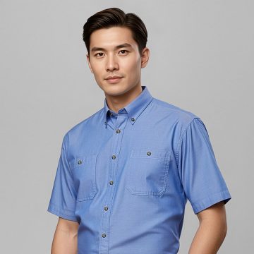 Mens Chambray Short Sleeve Shirt