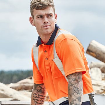 Mens Hi Vis Spliced Short Sleeve Polo - Shoulder Taped