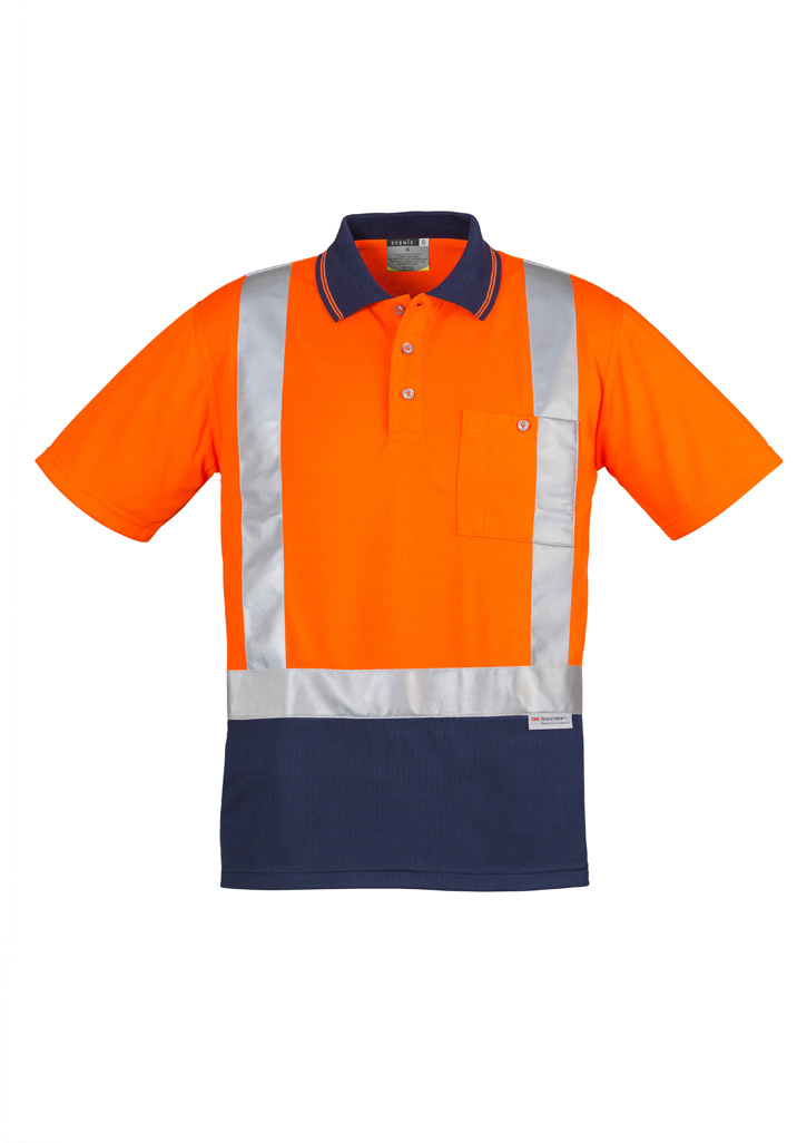Mens Hi Vis Spliced Short Sleeve Polo - Shoulder Taped - Image 3
